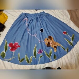 Adorably Unique Blue Pleated Skirt with Gartered Waist in Size 15/16